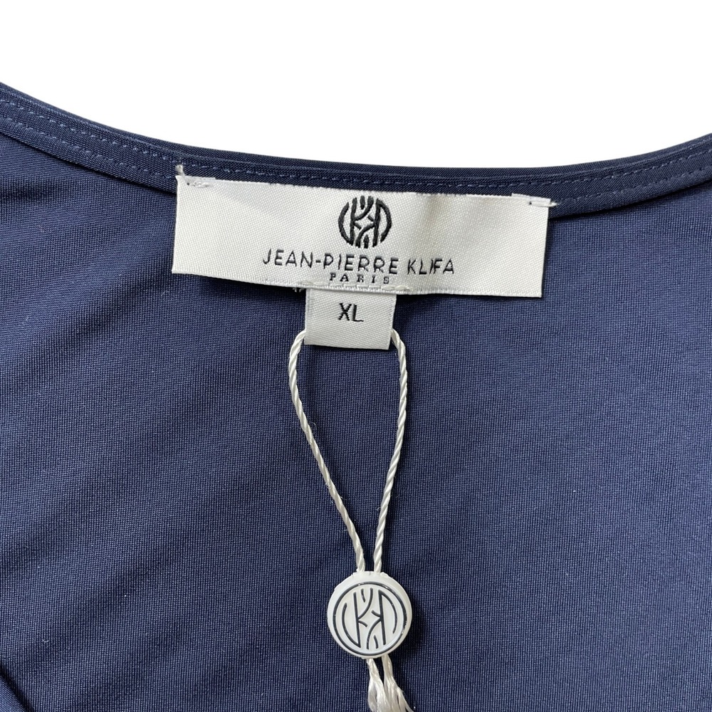Jean-Pierre Klifa XL Navy New w/Tags Ladies 3/4 Sleeve Top Polyester Blend - Picture 3 of 5
